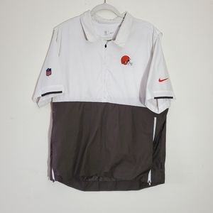 Nike NFL Cleveland Browns Sideline Coaches Half-Zip Short Sleeve Jacket Large‎